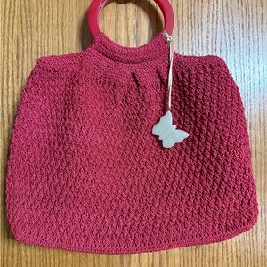 Liz Claiborne EUC Crochet Woven Purse Beige